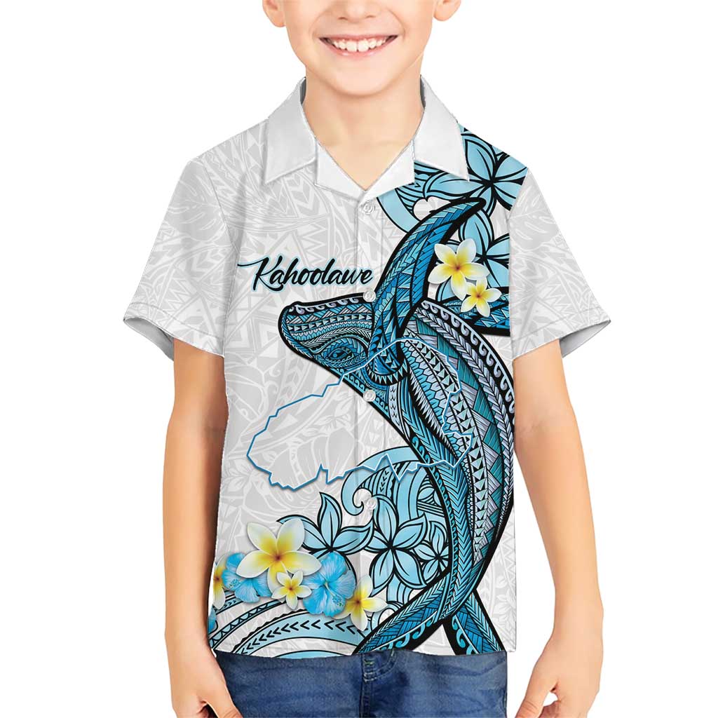 Personalised Aloha Hawaii Kahoolawe Island Family Matching Short Sleeve Bodycon Dress and Hawaiian Shirt Target Isle Map With Humpback Whale LT14 Son's Shirt Blue - Polynesian Pride