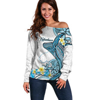 Personalised Aloha Hawaii Kahoolawe Island Off Shoulder Sweater Target Isle Map With Humpback Whale