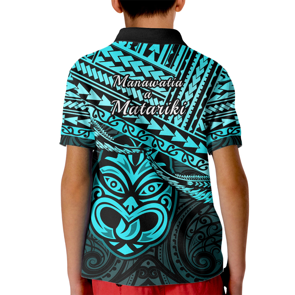 Matariki New Zealand Kid Polo Shirt Maori New Year Tiki Turquoise Version LT14