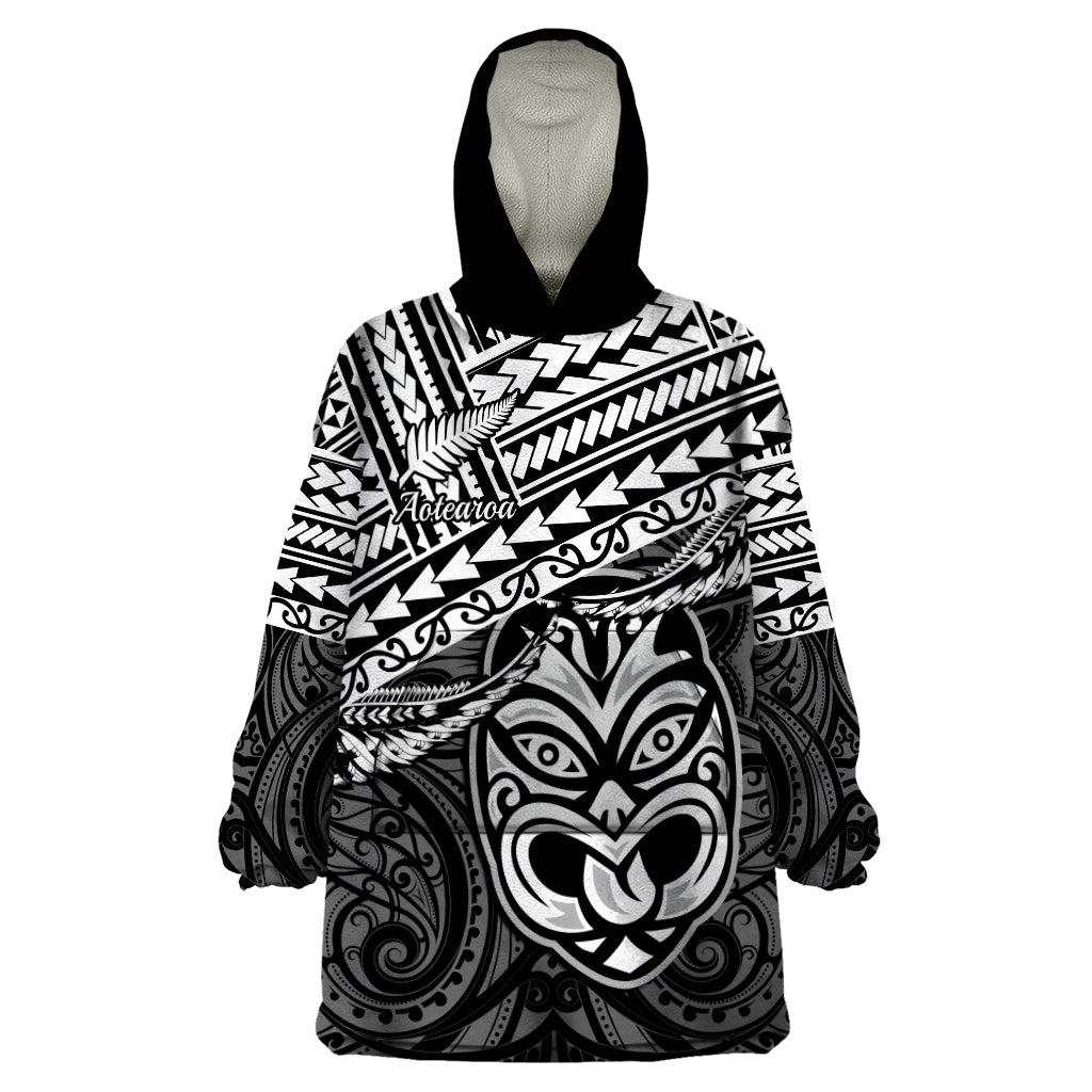 Personalised Matariki New Zealand Wearable Blanket Hoodie Maori New Year Tiki Black Version LT14