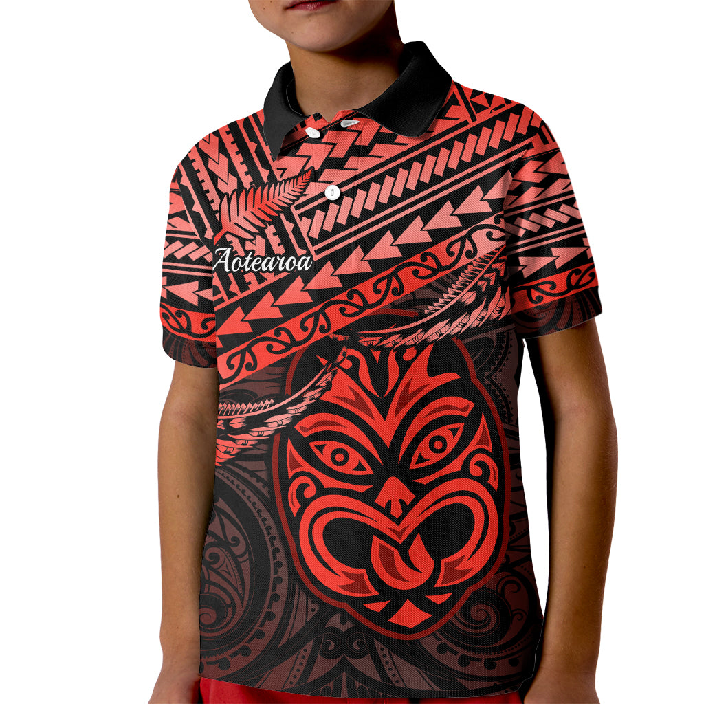 Matariki New Zealand Kid Polo Shirt Maori New Year Tiki Red Version LT14