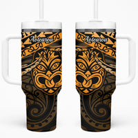Matariki New Zealand Tumbler With Handle Maori New Year Tiki Gold Version