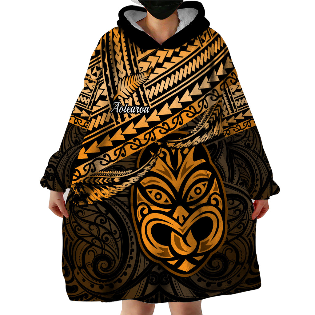 Personalised Matariki New Zealand Wearable Blanket Hoodie Maori New Year Tiki Gold Version LT14 - Polynesian Pride