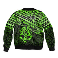 Personalised Matariki New Zealand Bomber Jacket Maori New Year Tiki Green Version LT14