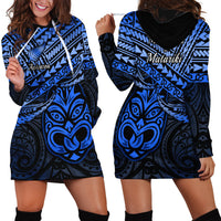 Matariki New Zealand Hoodie Dress Maori New Year Tiki Blue Version LT14