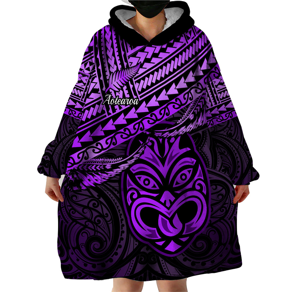 Personalised Matariki New Zealand Wearable Blanket Hoodie Maori New Year Tiki Purple Version LT14 - Polynesian Pride