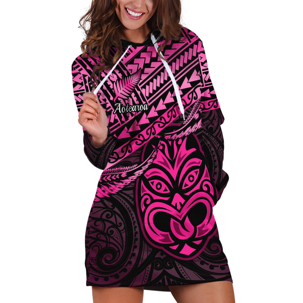 Personalised Matariki New Zealand Hoodie Dress Maori New Year Tiki Pink Version LT14