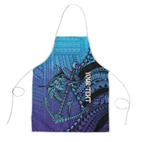 Personalised Polynesia Blue Marlin Fishing Apron Marlin Anchor Tattoo Polynesian Pattern