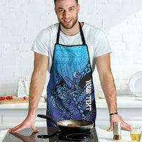 Personalised Polynesia Blue Marlin Fishing Apron Marlin Anchor Tattoo Polynesian Pattern