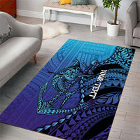 Personalised Polynesia Blue Marlin Fishing Area Rug Marlin Anchor Tattoo Polynesian Pattern