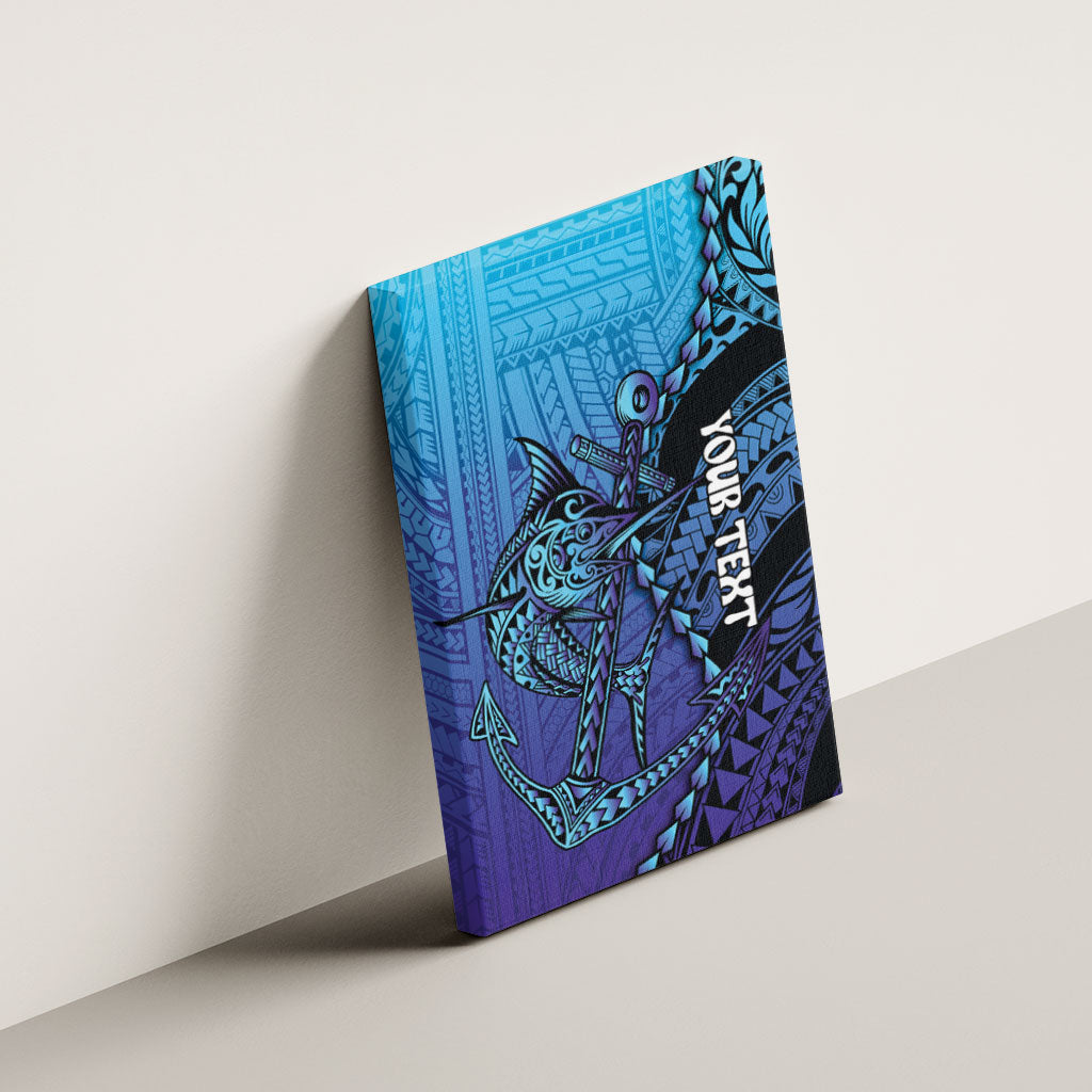 Personalised Polynesia Blue Marlin Fishing Canvas Wall Art Marlin Anchor Tattoo Polynesian Pattern