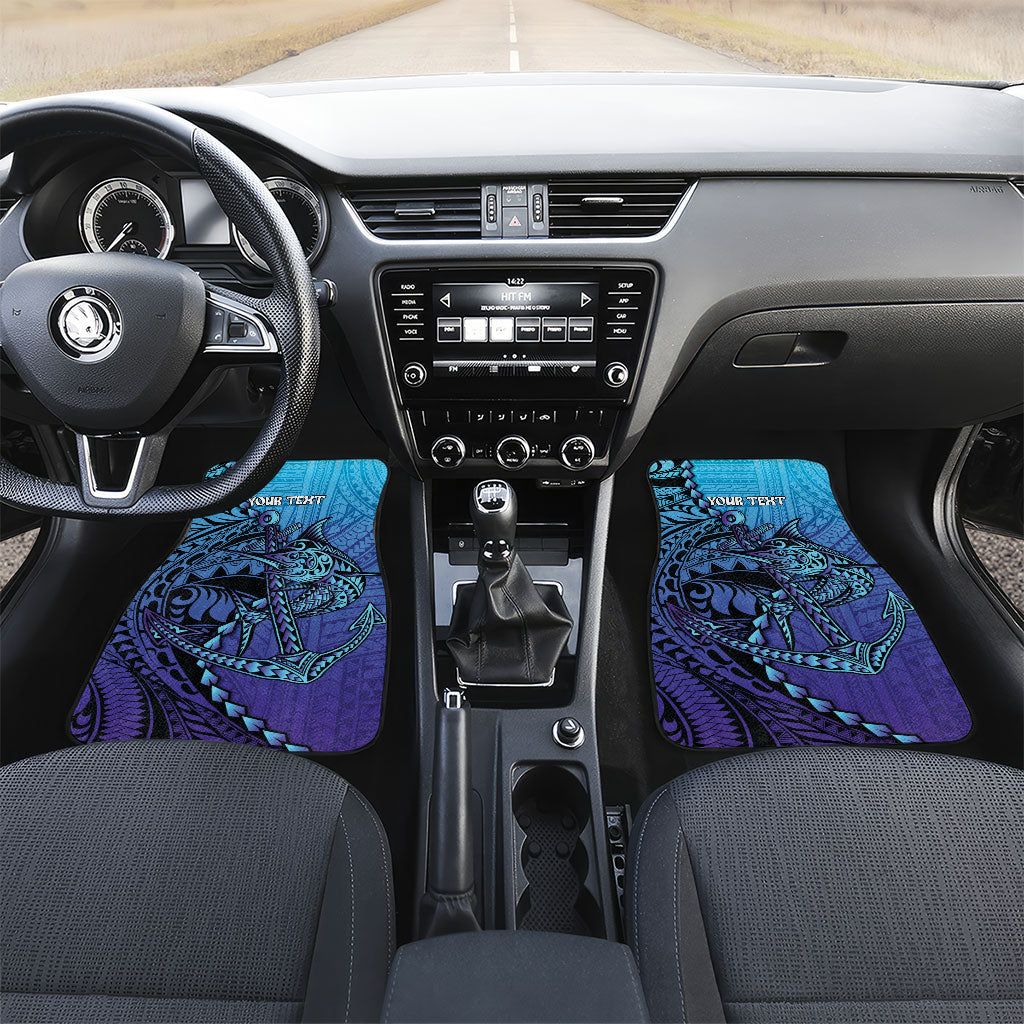 Personalised Polynesia Blue Marlin Fishing Car Mats Marlin Anchor Tattoo Polynesian Pattern