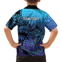 Personalised Polynesia Blue Marlin Fishing Family Matching Puletasi and Hawaiian Shirt Marlin Anchor Tattoo Polynesian Pattern
