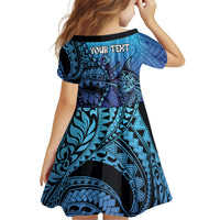 Personalised Polynesia Blue Marlin Fishing Family Matching Summer Maxi Dress and Hawaiian Shirt Marlin Anchor Tattoo Polynesian Pattern