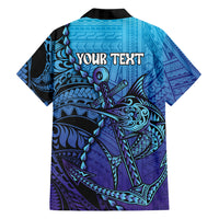 Personalised Polynesia Blue Marlin Fishing Family Matching Summer Maxi Dress and Hawaiian Shirt Marlin Anchor Tattoo Polynesian Pattern