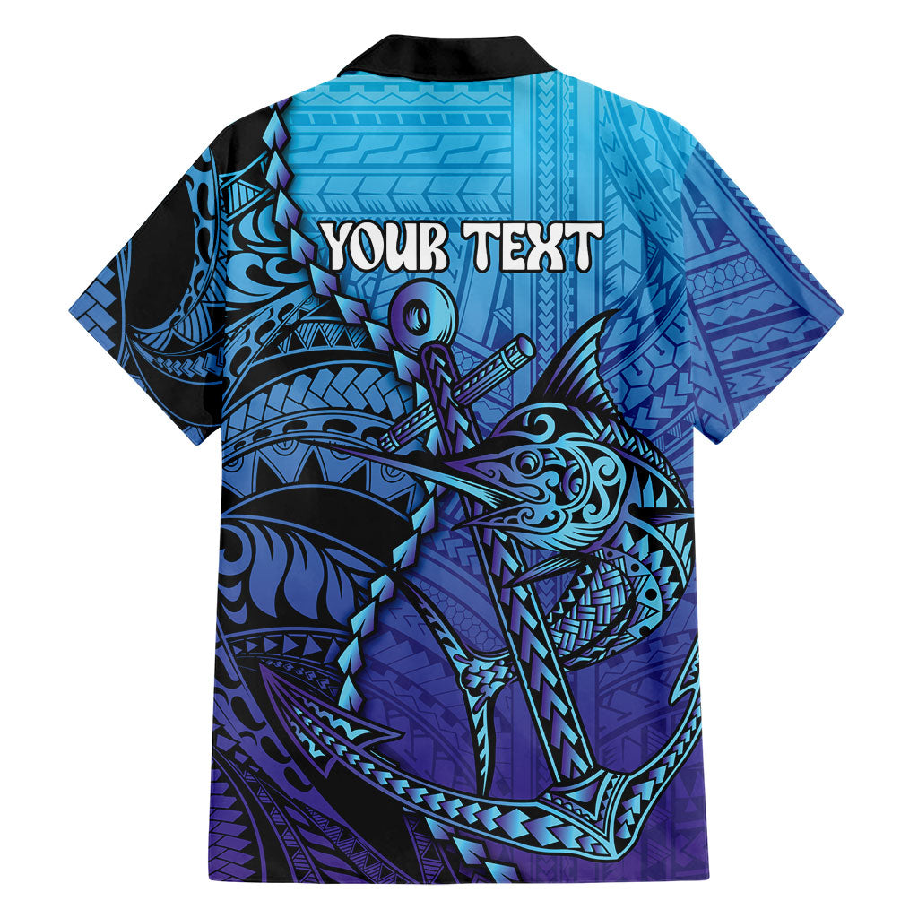 Personalised Polynesia Blue Marlin Fishing Family Matching Tank Maxi Dress and Hawaiian Shirt Marlin Anchor Tattoo Polynesian Pattern