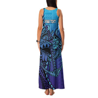 Personalised Polynesia Blue Marlin Fishing Family Matching Tank Maxi Dress and Hawaiian Shirt Marlin Anchor Tattoo Polynesian Pattern