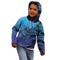 Personalised Polynesia Blue Marlin Fishing Kid Hoodie Marlin Anchor Tattoo Polynesian Pattern