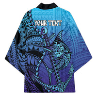 Personalised Polynesia Blue Marlin Fishing Kimono Marlin Anchor Tattoo Polynesian Pattern