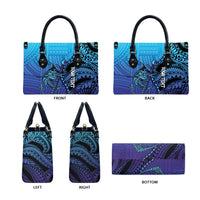 Personalised Polynesia Blue Marlin Fishing Leather Bag Marlin Anchor Tattoo Polynesian Pattern