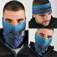 Personalised Polynesia Blue Marlin Fishing Neck Gaiter Marlin Anchor Tattoo Polynesian Pattern