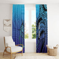 Personalised Polynesia Blue Marlin Fishing Window Curtain Marlin Anchor Tattoo Polynesian Pattern