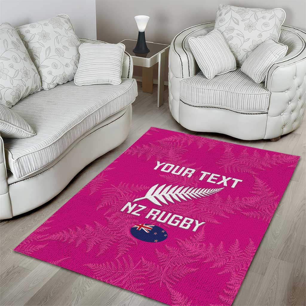 Custom New Zealand Silver Fern Rugby Area Rug Go Aotearoa - Pink Version