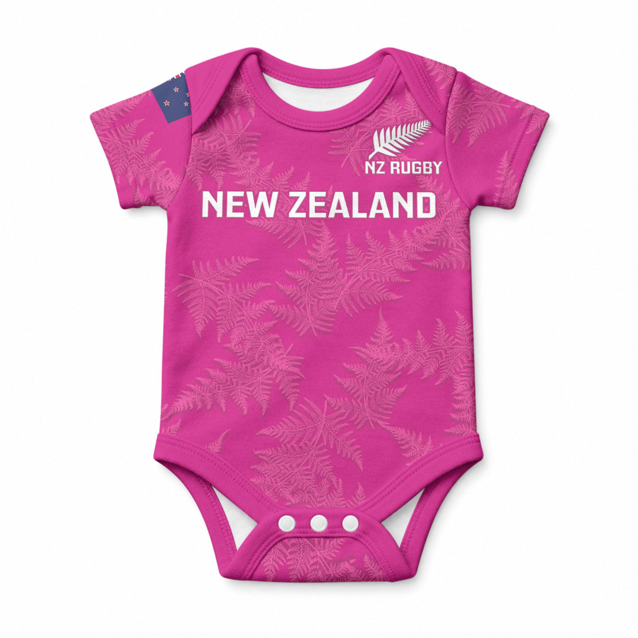 Custom New Zealand Silver Fern Rugby Baby Onesie Go Aotearoa - Pink Version LT14 Pink - Polynesian Pride