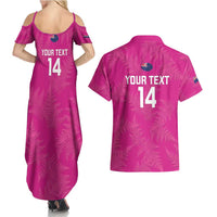 Custom New Zealand Silver Fern Rugby Couples Matching Summer Maxi Dress and Hawaiian Shirt Go Aotearoa - Pink Version