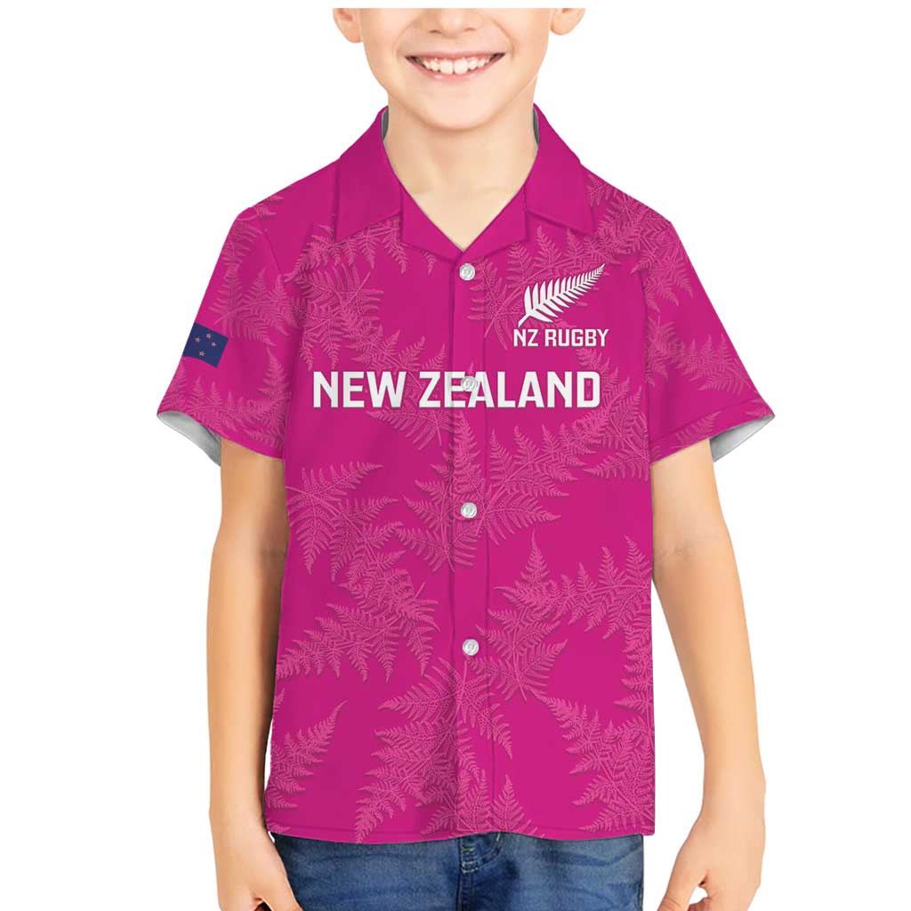 Custom New Zealand Silver Fern Rugby Family Matching Mermaid Dress and Hawaiian Shirt Go Aotearoa - Pink Version