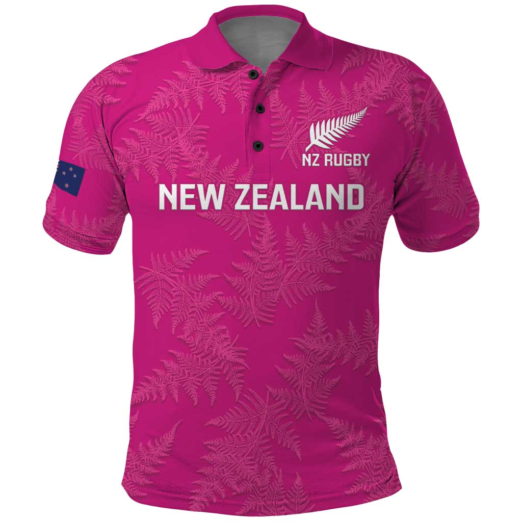 Custom New Zealand Silver Fern Rugby Polo Shirt Go Aotearoa - Pink Version LT14 Pink - Polynesian Pride