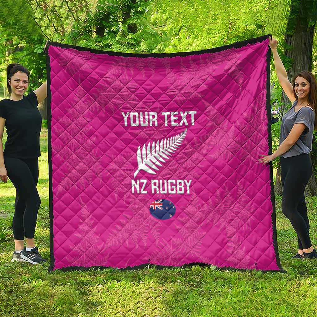 Custom New Zealand Silver Fern Rugby Quilt Go Aotearoa - Pink Version