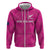 Custom New Zealand Silver Fern Rugby Zip Hoodie Go Aotearoa - Pink Version