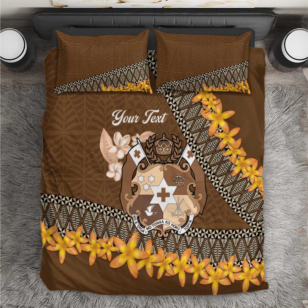 Personalised Tonga Language Week Bedding Set Malo e Lelei Tongan Ngatu Pattern - Brown