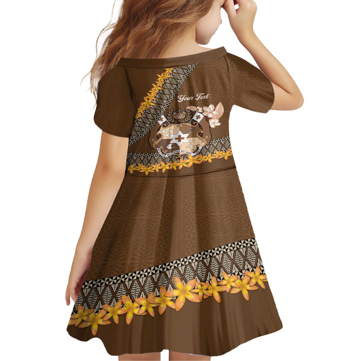Personalised Tonga Language Week Family Matching Off The Shoulder Long Sleeve Dress and Hawaiian Shirt Malo e Lelei Tongan Ngatu Pattern - Brown LT14 - Polynesian Pride