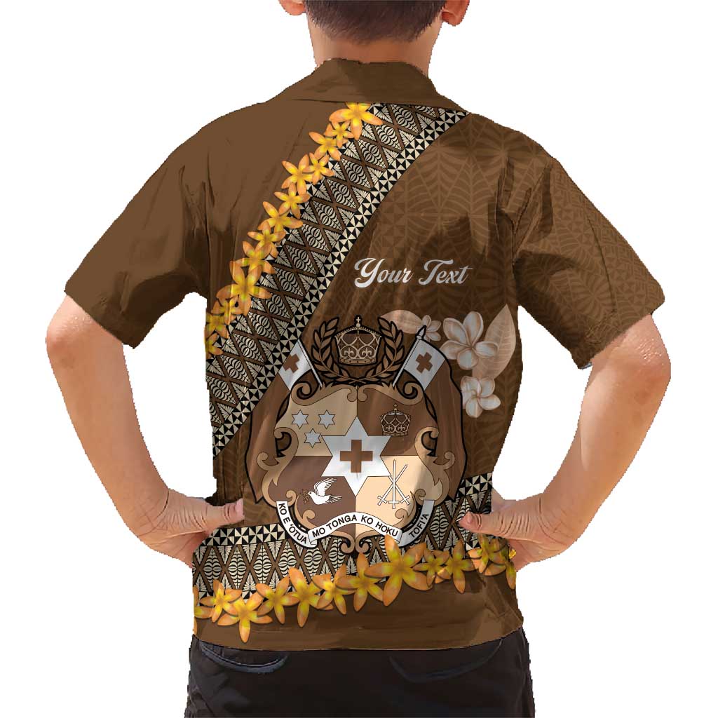 Personalised Tonga Language Week Family Matching Short Sleeve Bodycon Dress and Hawaiian Shirt Malo e Lelei Tongan Ngatu Pattern - Brown LT14 - Polynesian Pride