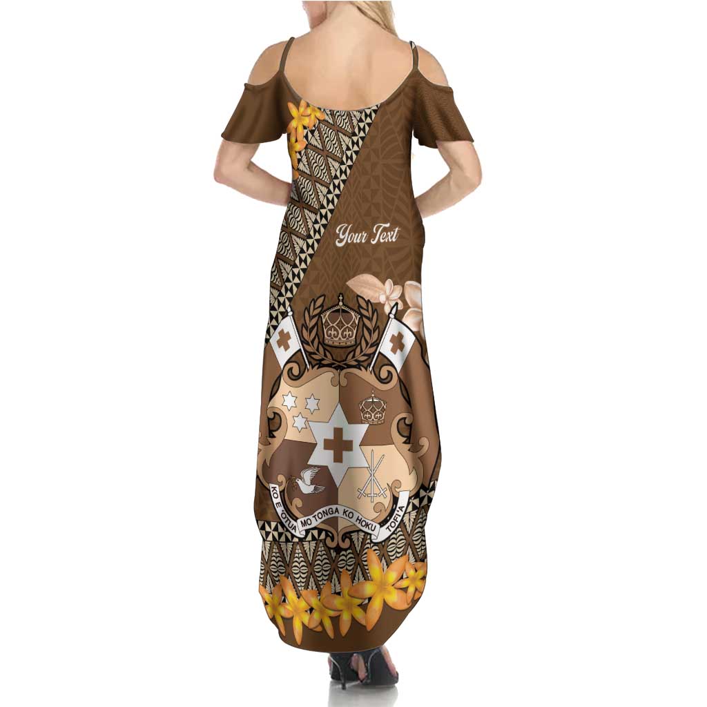 Personalised Tonga Language Week Family Matching Summer Maxi Dress and Hawaiian Shirt Malo e Lelei Tongan Ngatu Pattern - Brown