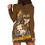 Personalised Tonga Language Week Hoodie Dress Malo e Lelei Tongan Ngatu Pattern - Brown