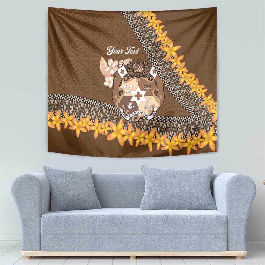 Personalised Tonga Language Week Tapestry Malo e Lelei Tongan Ngatu Pattern - Brown