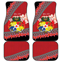 Personalised Tonga Language Week Car Mats Malo e Lelei Tongan Ngatu Pattern - Red