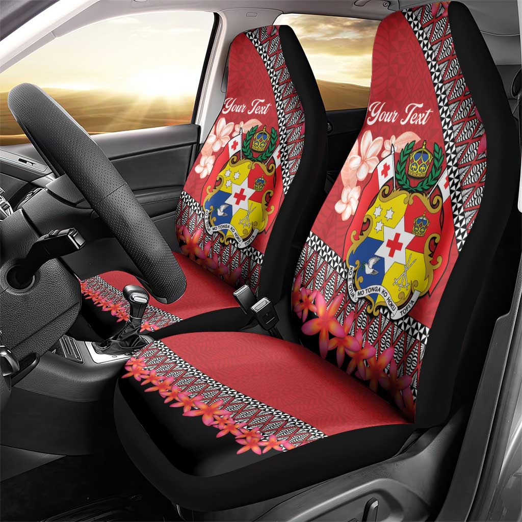 Personalised Tonga Language Week Car Seat Cover Malo e Lelei Tongan Ngatu Pattern - Red