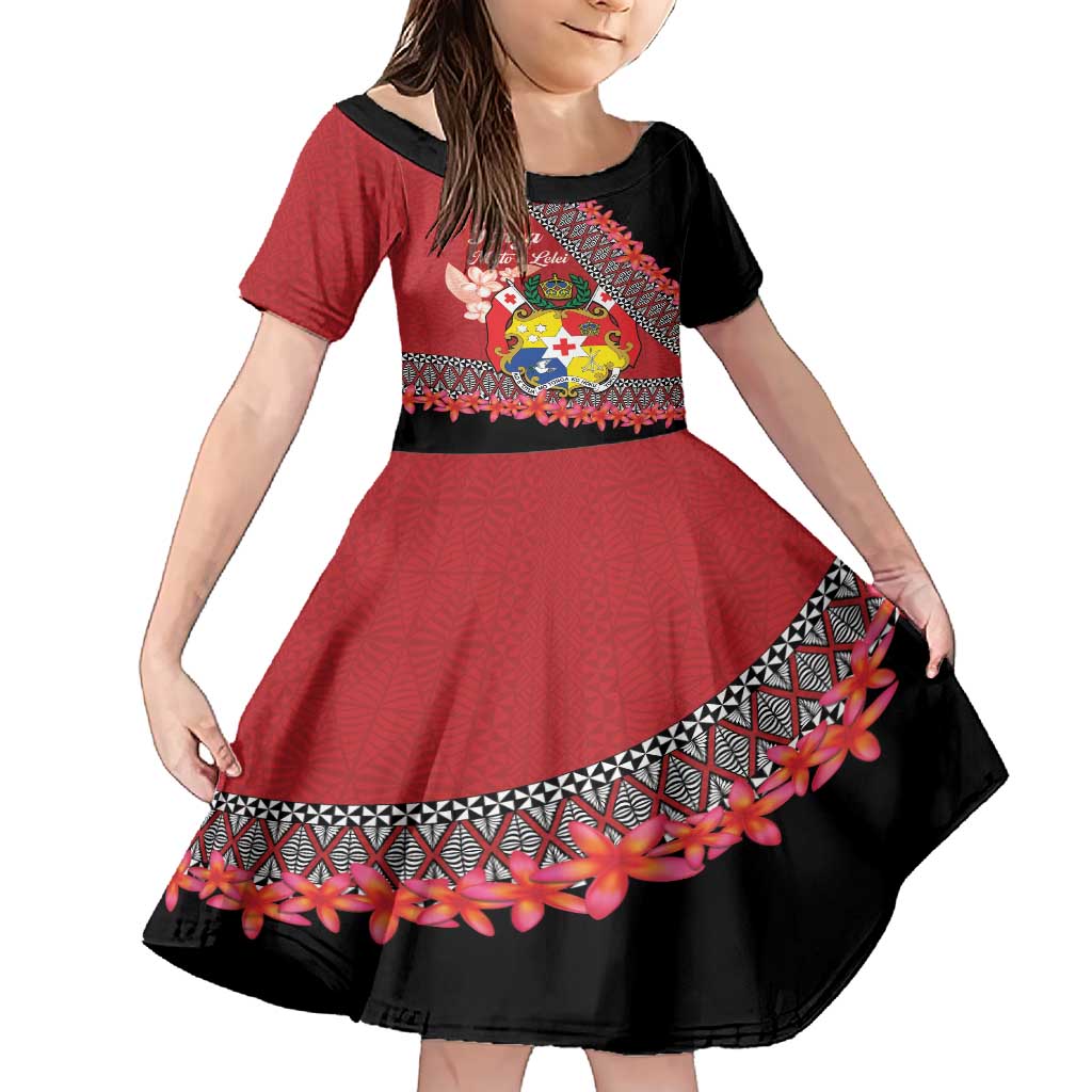 Personalised Tonga Language Week Family Matching Short Sleeve Bodycon Dress and Hawaiian Shirt Malo e Lelei Tongan Ngatu Pattern - Red