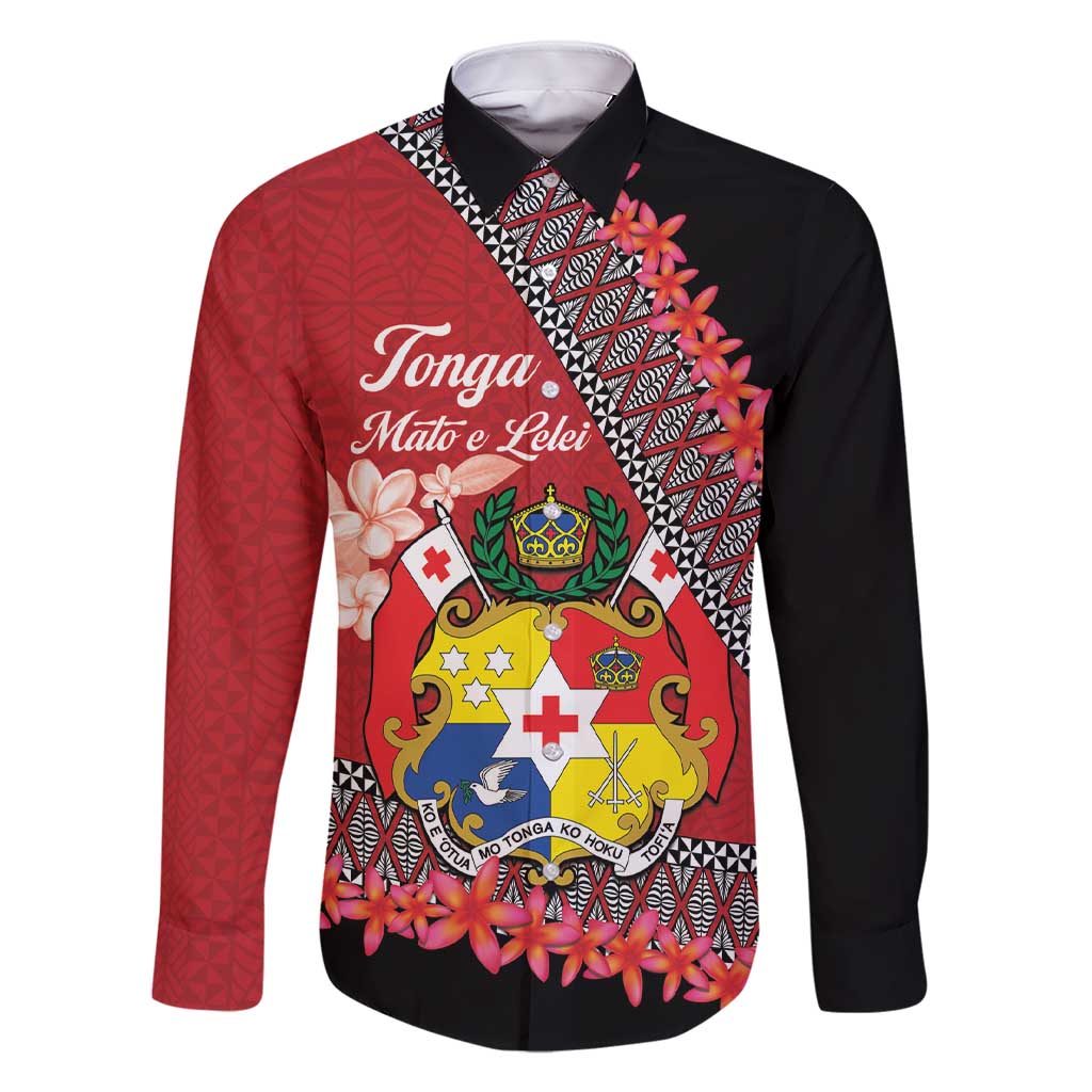 Personalised Tonga Language Week Family Matching Short Sleeve Bodycon Dress and Hawaiian Shirt Malo e Lelei Tongan Ngatu Pattern - Red