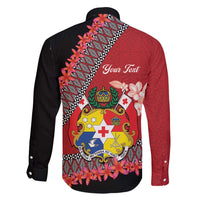 Personalised Tonga Language Week Family Matching Tank Maxi Dress and Hawaiian Shirt Malo e Lelei Tongan Ngatu Pattern - Red