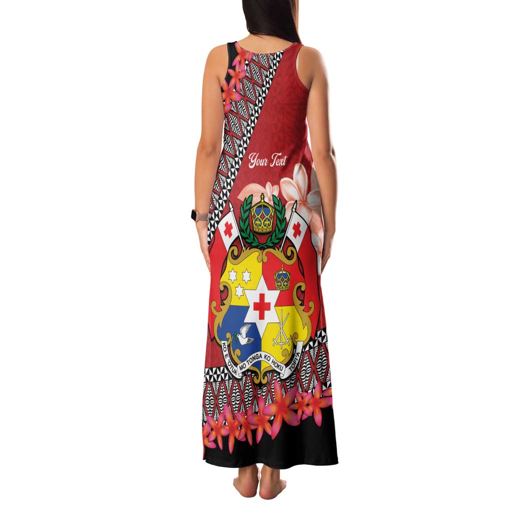 Personalised Tonga Language Week Family Matching Tank Maxi Dress and Hawaiian Shirt Malo e Lelei Tongan Ngatu Pattern - Red