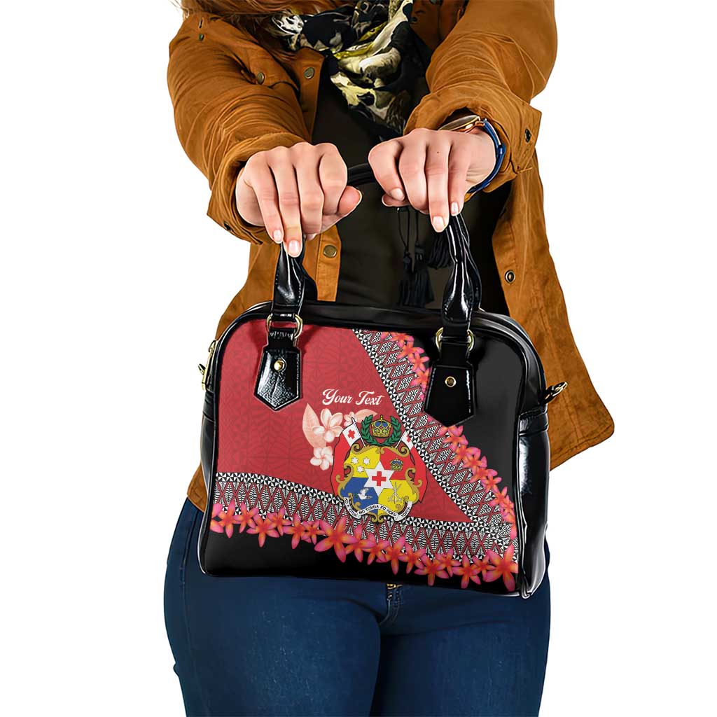 Personalised Tonga Language Week Shoulder Handbag Malo e Lelei Tongan Ngatu Pattern - Red