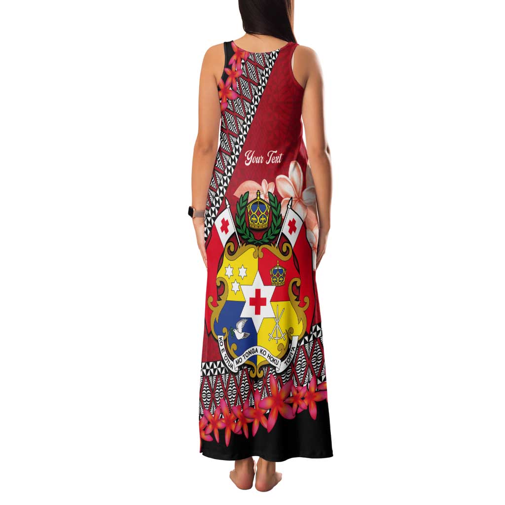 Personalised Tonga Language Week Tank Maxi Dress Malo e Lelei Tongan Ngatu Pattern - Red