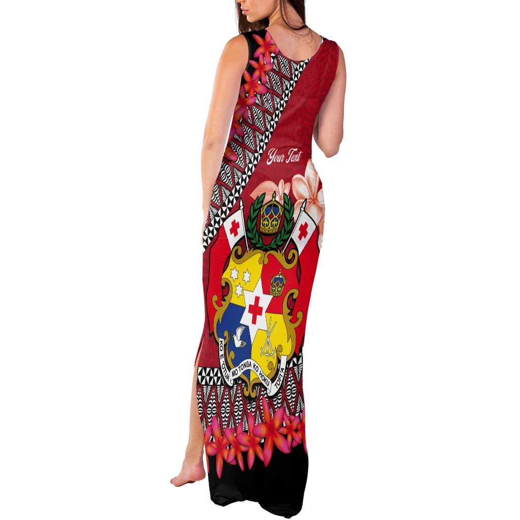 Personalised Tonga Language Week Tank Maxi Dress Malo e Lelei Tongan Ngatu Pattern - Red