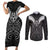 Kia Kaha Te Reo Maori Couples Matching Short Sleeve Bodycon Dress and Long Sleeve Button Shirt Aotearoa Hei Tiki With Hongi