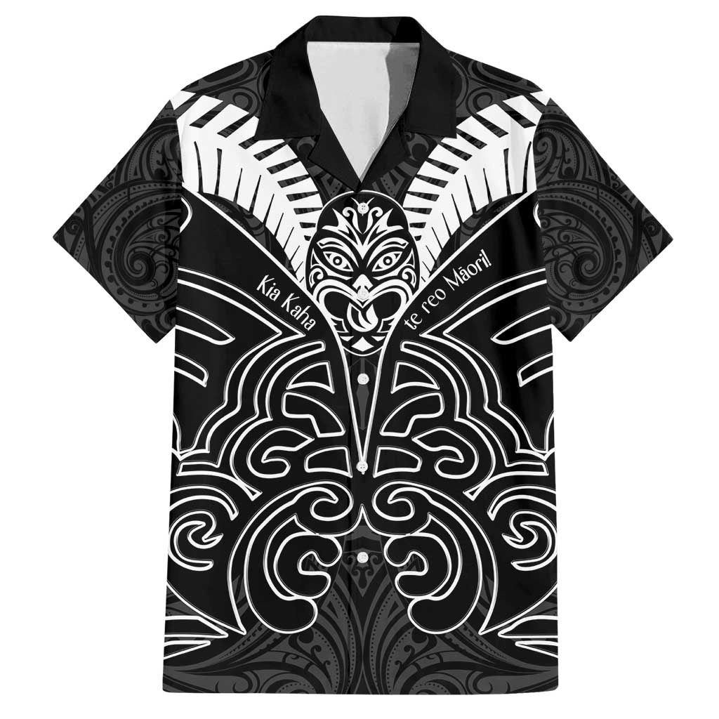 Kia Kaha Te Reo Maori Family Matching Long Sleeve Bodycon Dress and Hawaiian Shirt Aotearoa Hei Tiki With Hongi LT14 Dad's Shirt - Short Sleeve Black - Polynesian Pride